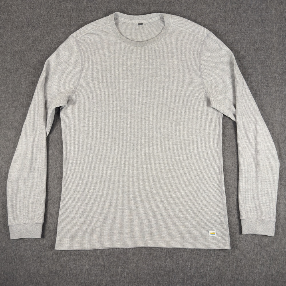 Vuori Shirt Mens Large Gray Long Sleeve Thermal Waffle Crewneck Base Layer